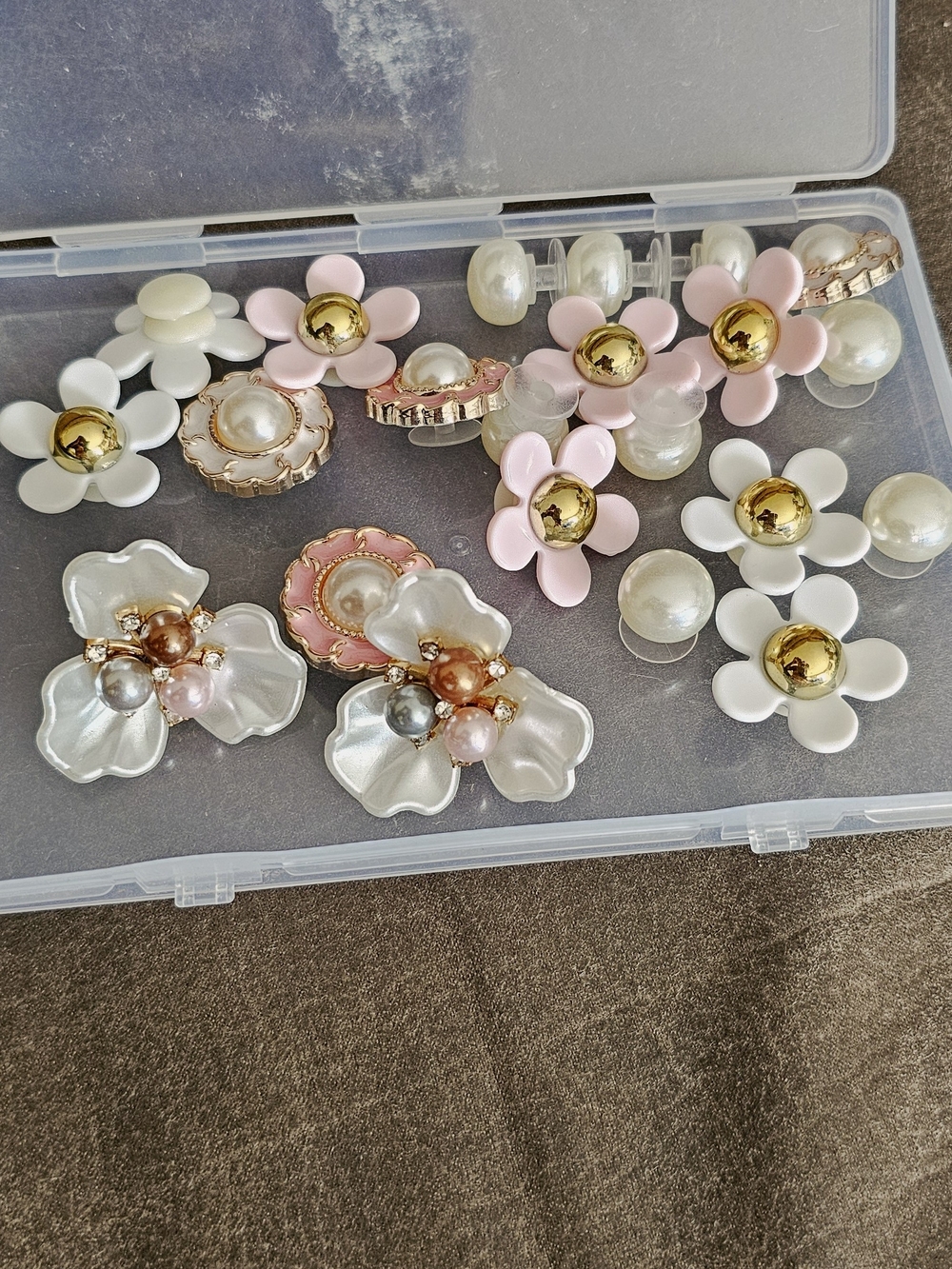 Floral Pearl Cluster Sandal Charms - Pink & White